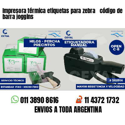 Impresora térmica etiquetas para zebra  código de barra joggins